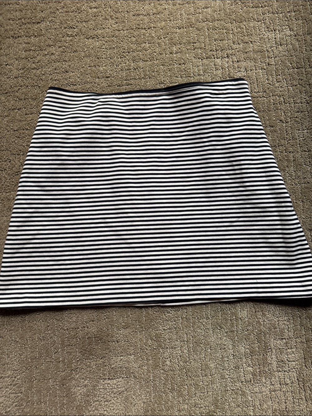 Everlane Black & White Striped Knit Mini Skirt